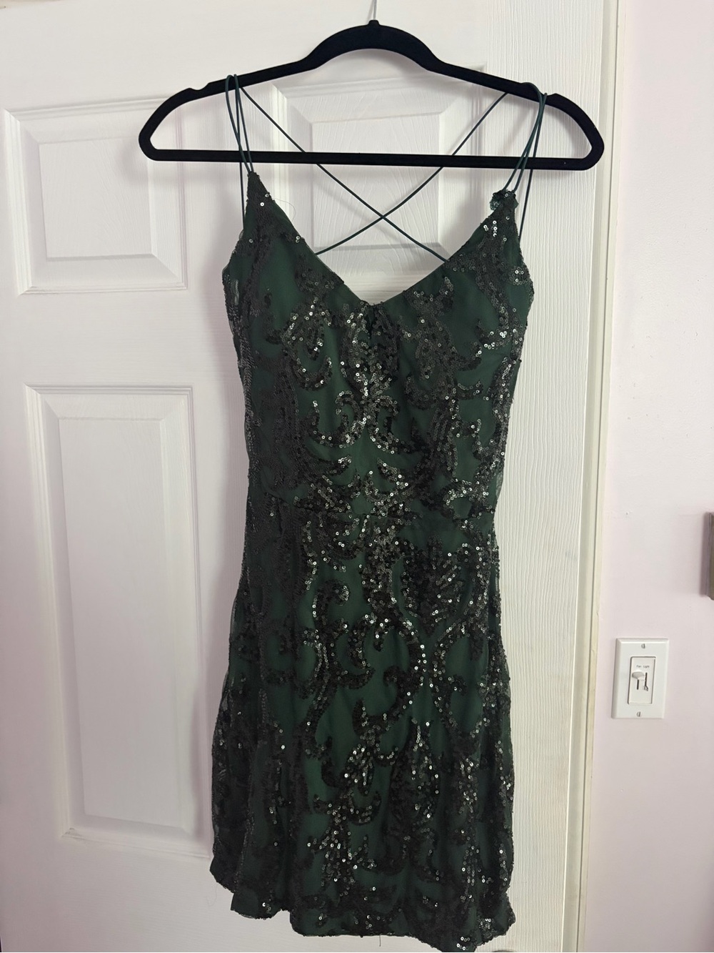 Emerald Green Sequin Slip Dress - Women's Elegant Evening Dress